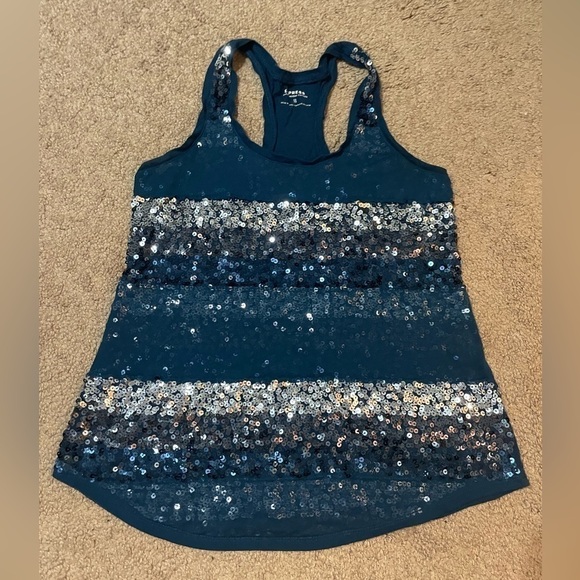 Express Dark blue sequin tank top size XS - Picture 4 of 7